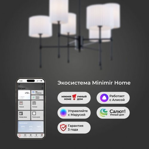 Подвесная люстра Eurosvet Notturno 60162/6 черный Smart Подвесная люстра Eurosvet Notturno 60162/6 черный Smart