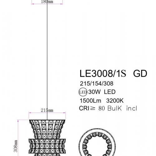 Подвесной светильник Aurelie LE3008/1S GD