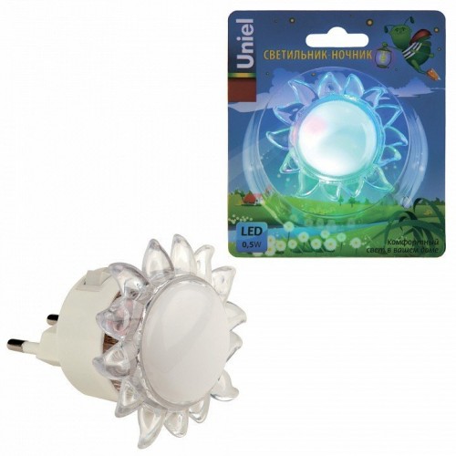 Настенный светодиодный светильник (10322) Uniel Детская серия DTL-308-Подсолнух/RGB/4LED/0,5W