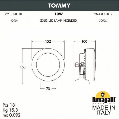 Уличный настенный светодиодный светильник Fumagalli Tommy 2M1.000.000.AXD1L