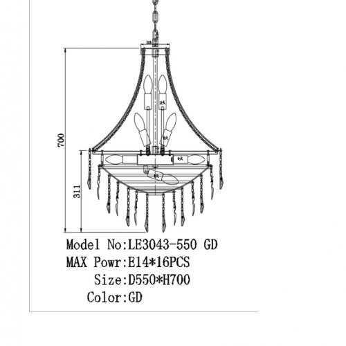 Подвесная люстра Milena LE3043/550 GD
