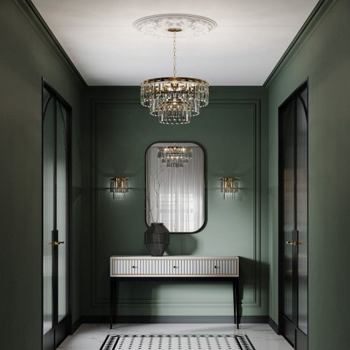 Подвесная люстра Eurosvet Elegante 10130/8 золото/прозрачный хрусталь Strotskis