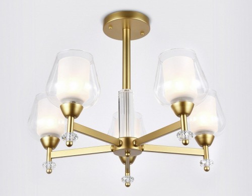 Люстра на штанге Ambrella light Traditional TR3154/5 GD/CL золото/прозрачный E27/5 max 40W D630*460