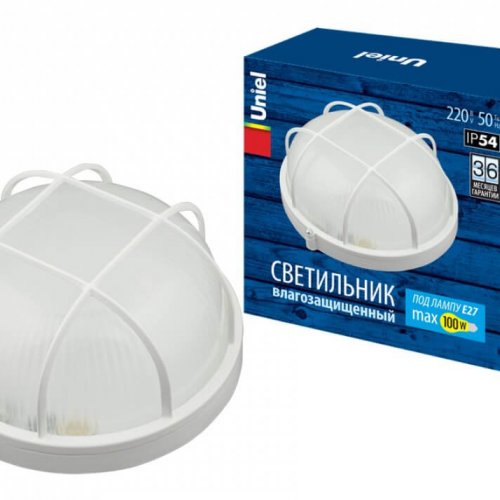 Потолочный светильник (UL-00006772) Uniel UWL-R02 100W/E27 IP54 White Потолочный светильник (UL-00006772) Uniel UWL-R02 100W/E27 IP54 White