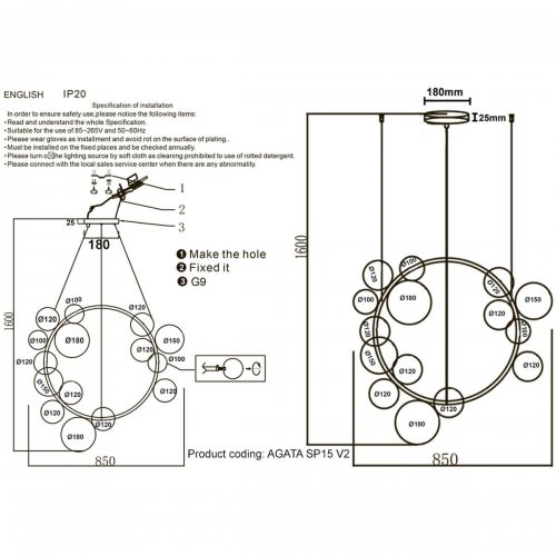 Подвесная люстра Crystal Lux Agata SP15 V2 Chrome/Transparente Подвесная люстра Crystal Lux Agata SP15 V2 Chrome/Transparente