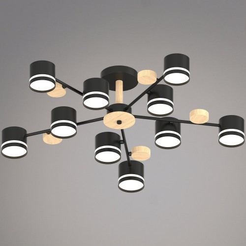 Потолочная люстра 68730-0.3-10 GX53 BK+WOOD Потолочная люстра 68730-0.3-10 GX53 BK+WOOD