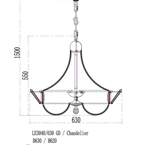 Подвесная люстра Jade LE3040/630 GD