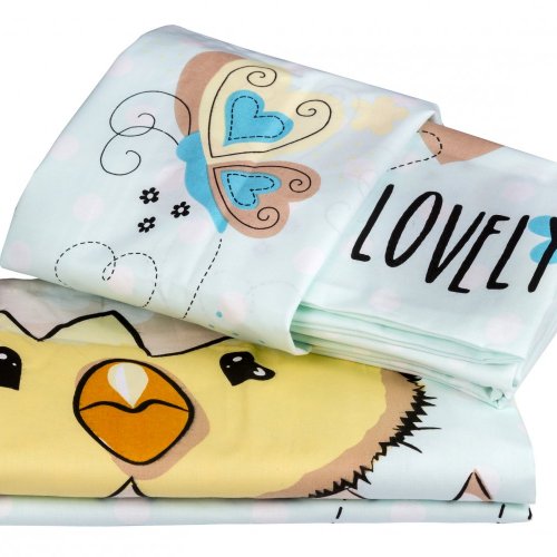 Постельное белье для детей «LOVELY» с одеялом, бирюзовое, поплин
