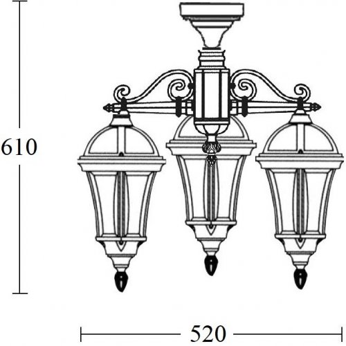 Потолочный светильник уличный Oasis Light ROMA S 95270SA/3 Bl Потолочный светильник уличный Oasis Light ROMA S 95270SA/3 Bl