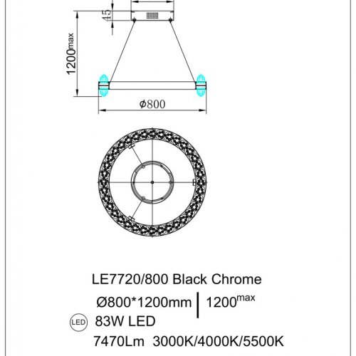 Подвесная люстра Michel LE7720/800 Black Chrome