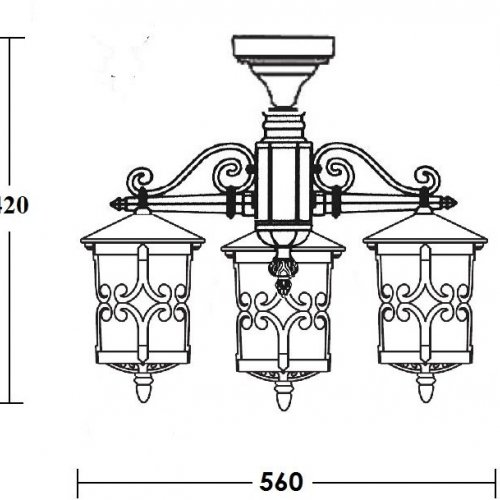 Потолочный светильник уличный Oasis Light FRANKFURT f15870A/3 Gb