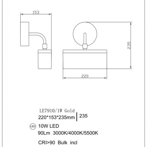 Бра Indiana LE7910/1W Gold