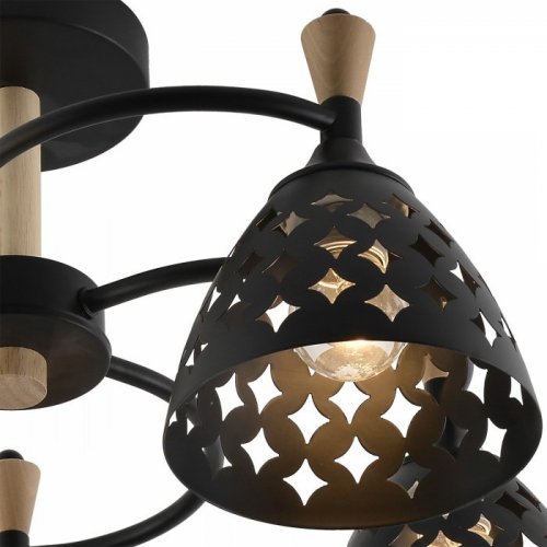 Потолочная люстра  01515-0.3-05 BK+WOOD