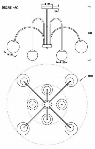 Потолочная люстра MyFar Cassia MR2351-8C
