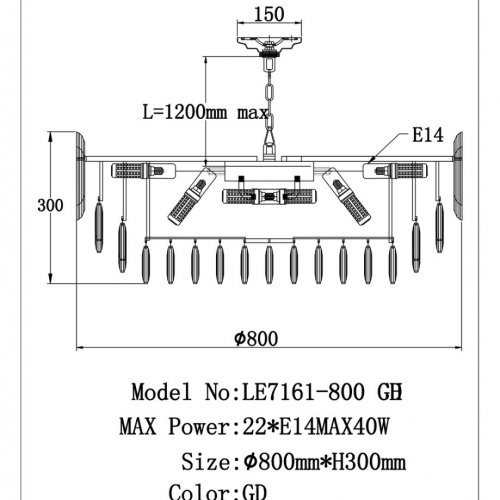 Подвесная люстра Jacqueline LE7161/800 GD
