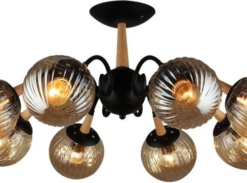 Потолочная люстра Reluce 04886-0.3-08 BK+WOOD