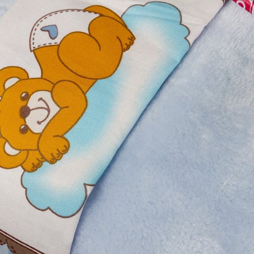 Детское постельное белье «BAMBAM» голубого цвета, из поплина с покрывалом