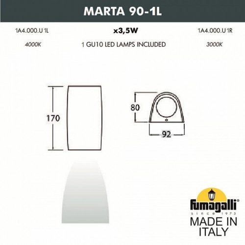 Архитектурная подсветка Fumagalli Marta 1A4.000.000.LXU1L Архитектурная подсветка Fumagalli Marta 1A4.000.000.LXU1L