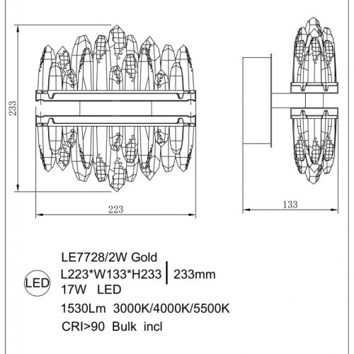 Бра Lara LE7728/2W Gold