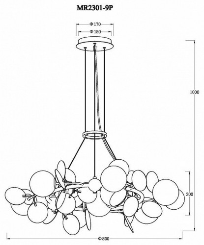 Подвесная люстра MyFar Flavia MR2301-9P Подвесная люстра MyFar Flavia MR2301-9P