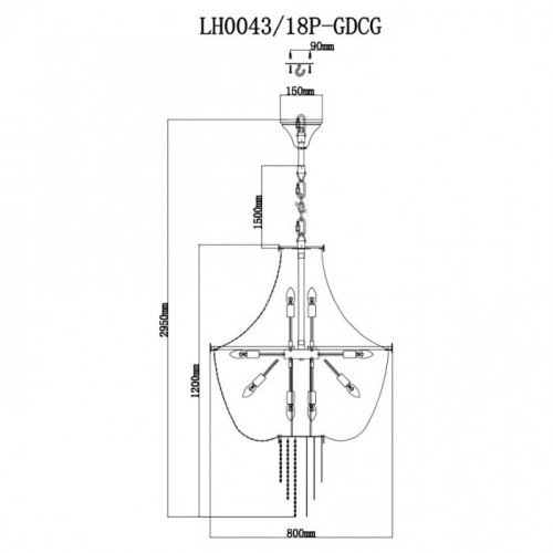 Подвесная люстра Lumien Hall Лиссоне LH0043/18P-GDCG