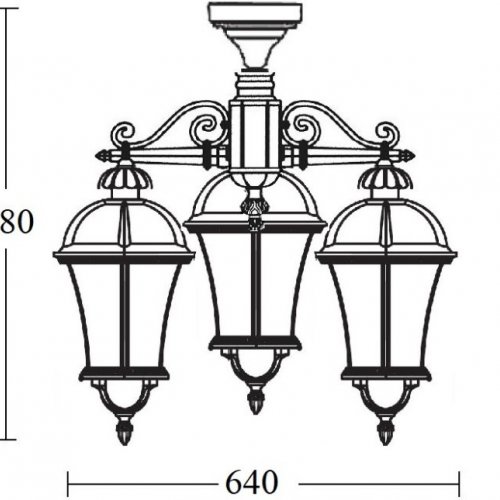 Потолочный светильник уличный Oasis Light ROMA L 95270LA/3 W Потолочный светильник уличный Oasis Light ROMA L 95270LA/3 W