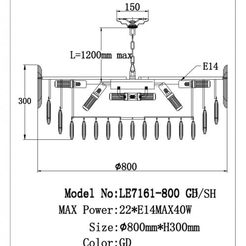Подвесная люстра Jacqueline LE7161/800 GD/SH