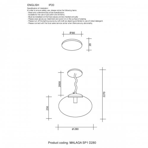 Подвесной светильник Crystal Lux Malaga SP1 D280 Chrome