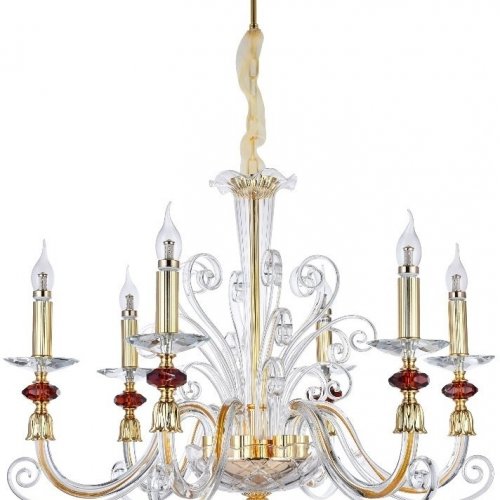 Подвесная люстра Crystal Lux Catarina SP6 V2 Gold/Transparent-Cognac