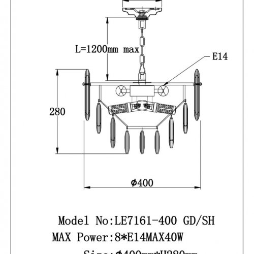 Подвесная люстра Jacqueline LE7161/400 GD/SH