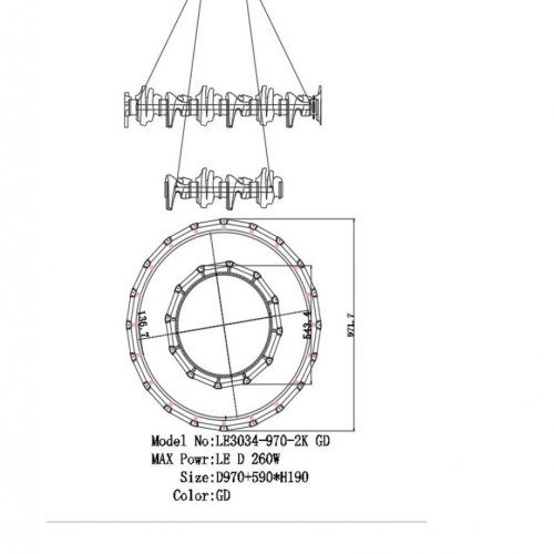 Подвесная люстра Jamila LE3034/770-2K GD