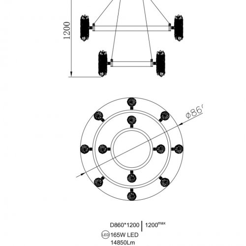 Подвесная люстра Elizabeth LE7912/8+4 Gold