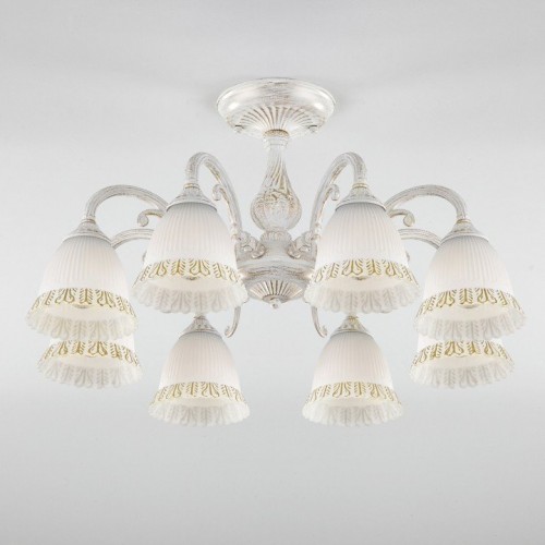 Потолочная люстра Eurosvet Campina 60107/8 белый с золотом Потолочная люстра Eurosvet Campina 60107/8 белый с золотом