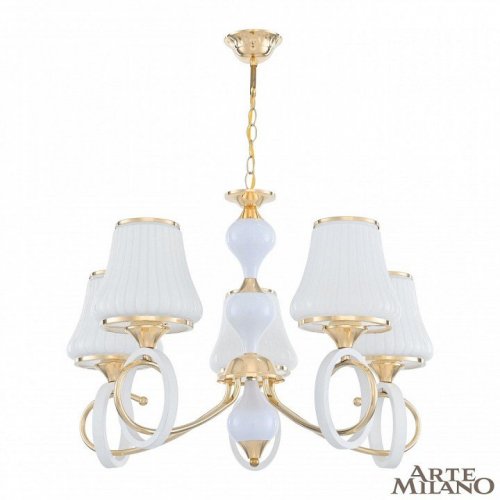 Подвесная люстра Arte Milano Florentia-2387 302387/5 Wh/Gd Подвесная люстра Arte Milano Florentia-2387 302387/5 Wh/Gd