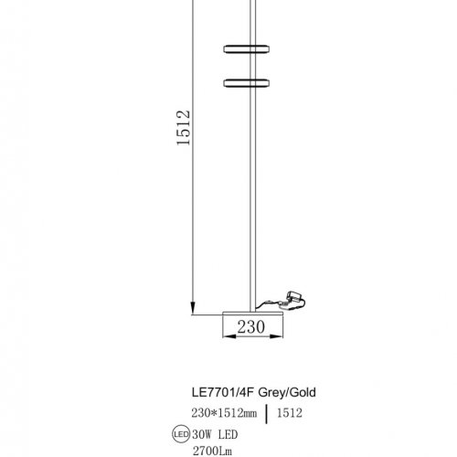 Торшер Theona LE7701/4F Grey/Gold