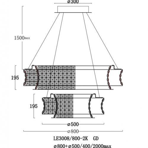 Подвесная люстра Aurelie LE3008/800-2K GD