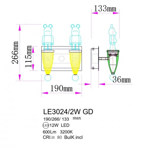 Бра Joli LE3024/2W GD