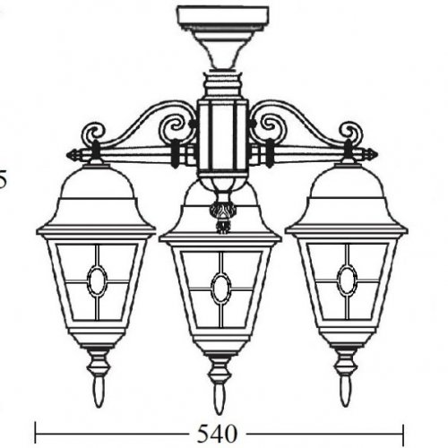 Потолочный светильник уличный Oasis Light QUADRO M lead GLASS 79970МAlgY/3 Bl