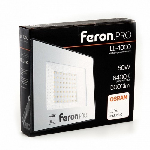 Светодиодный прожектор Feron LL-1000 50W 6400K 41540 Светодиодный прожектор Feron LL-1000 50W 6400K 41540