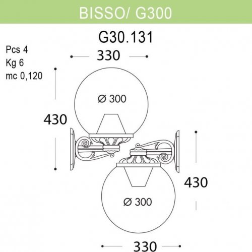 Настенный фонарь уличный Fumagalli GLOBE 300 G30.131.000.BXF1R