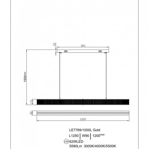 Подвесная люстра Lumiere LE7769/1000L Gold