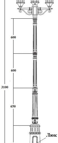 Наземный фонарь Oasis Light ASTORIA 2M 91410MB/E7 Gb овал