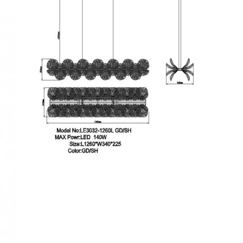 Подвесная люстра Jardin LE3032/1260 GD/SH Blue