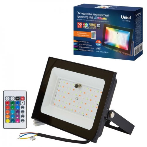 Прожектор уличный Uniel ULF-F60-50W/RGB IP65 200-240В BLACK N1