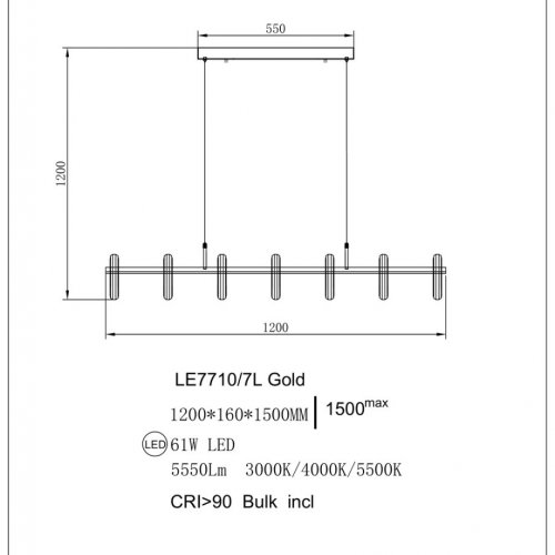 Подвесная люстра Ani LE7710/7L Gold