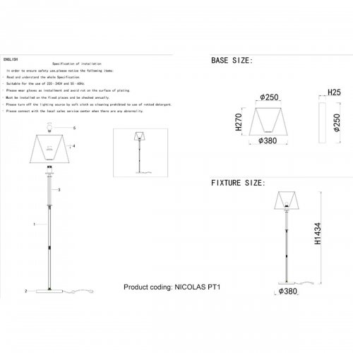 Торшер Crystal Lux Nicolas PT1 Gold/White