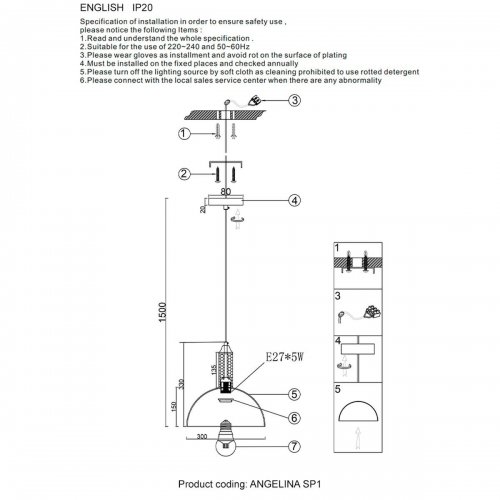 Подвесной светильник Crystal Lux ANGELINA SP1 NICKEL Подвесной светильник Crystal Lux ANGELINA SP1 NICKEL