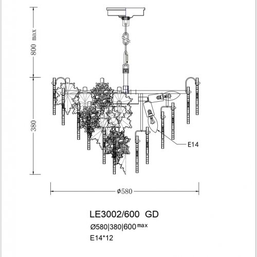 Подвесная люстра Erable LE3002/600 GD Подвесная люстра Erable LE3002/600 GD