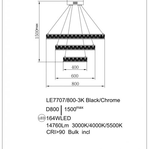 Подвесная люстра Aida LE7707/800-3K Black Chrome