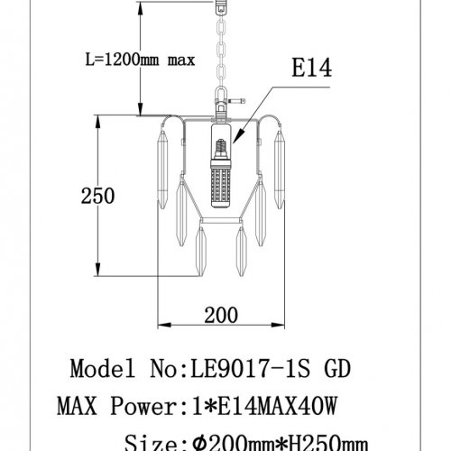 Подвесной светильник Catherine LE9017/1S GD